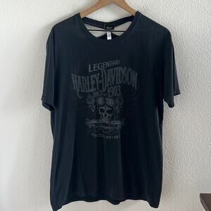 Bravado Harley Davidson Hawaii Black Graphic Tee T-Shirt Neck Cutout Large